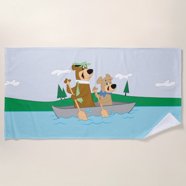 Yogi Bear und Boo Boo Fun Kanuabenteuer Strandtuch (Vorderseite)