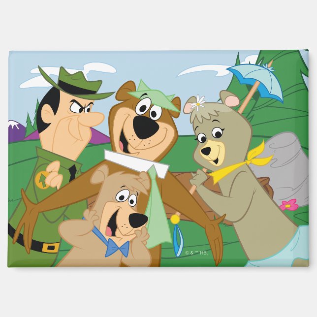 Yogi Bear und Friends Gerahmt Forest Picture Magnet (Vorderseite)