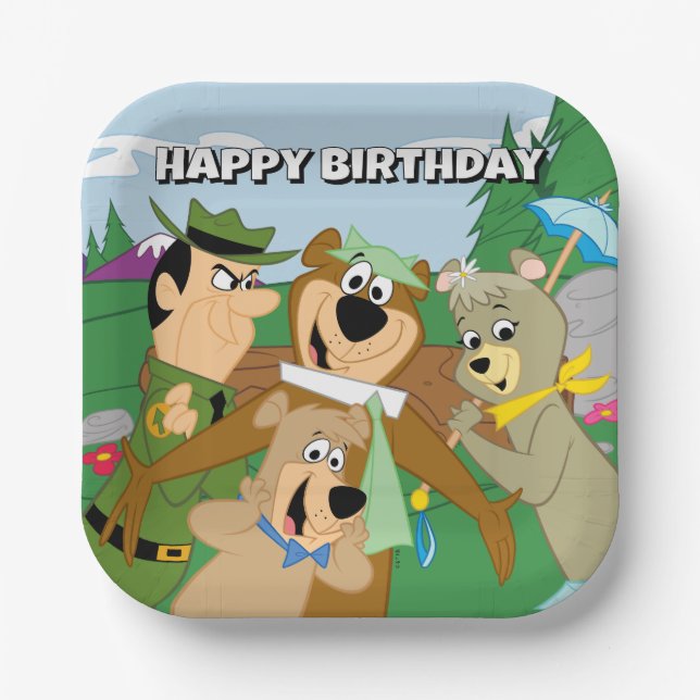 Yogi Bear und Friends Gerahmt Forest Picture Pappteller (Vorderseite)