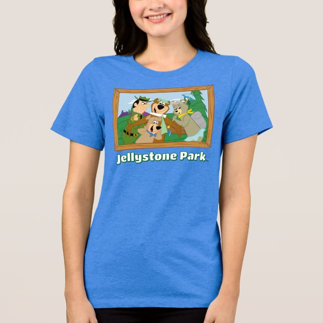Yogi Bear und Friends Gerahmt Forest Picture Tri-Blend Shirt (Vorderseite)