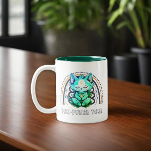 Yogi Cat Lover Yoga Meditation Regenbogen Zweifarbige Tasse