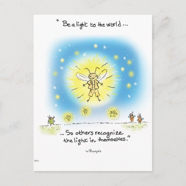 Yogi Firefrefly "Sei ein Licht für die Welt" Postkarte (Vorderseite)
