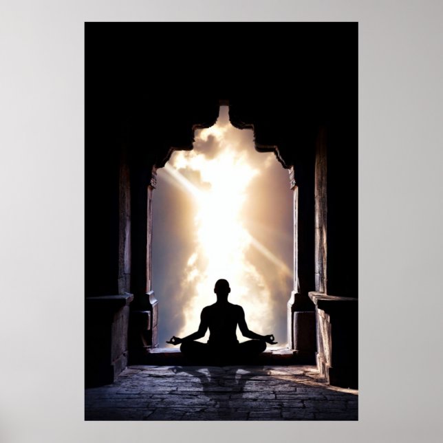 Yogi in full meditation,peace zen yoga chakra heal poster (Vorne)