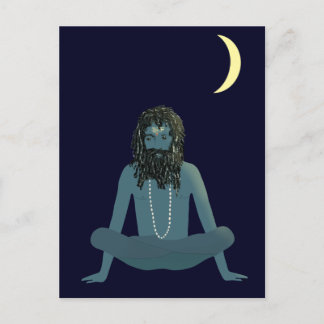 Yogi Shiva sous la carte postale Crescent Moon