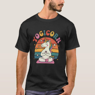 Yogicorn Retro Einhorn Yoga Meditation Süße Grafik T-Shirt