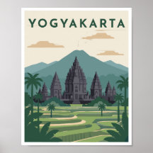 Yogyakarta Indonesien Reiseplakat