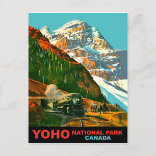 Yoho-Nationalpark, Kanada. Dampfzug-Eisenbahn Postkarte