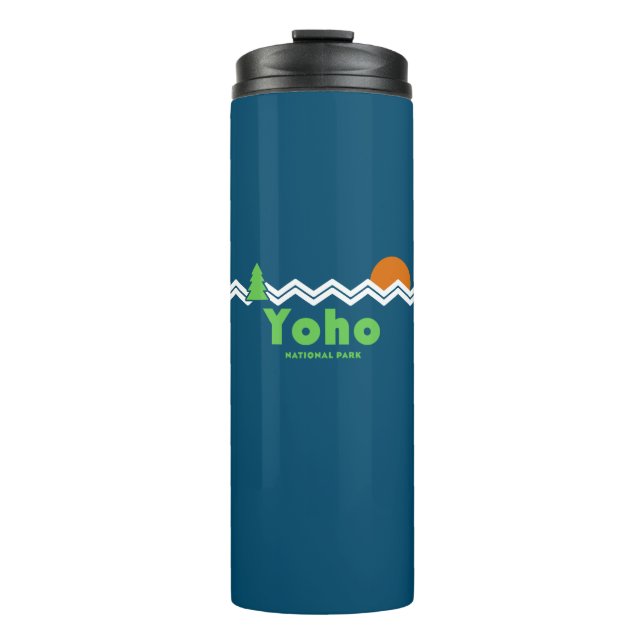 Yoho Nationalpark Retro Thermosbecher (Vorderseite)