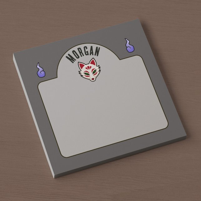 Yokai-Fuchs-Kitsune-Maske Post-it Klebezettel (Desk View)