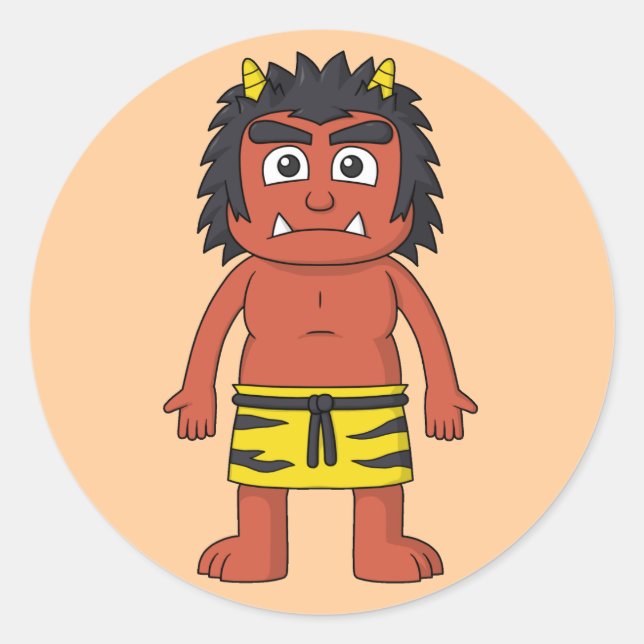 Yokai Oni (Ogre) Runder Aufkleber (Vorderseite)