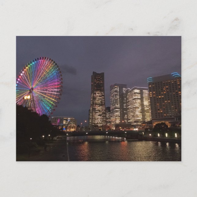Yokohama in der Nacht, Japan Postkarte (Vorderseite)
