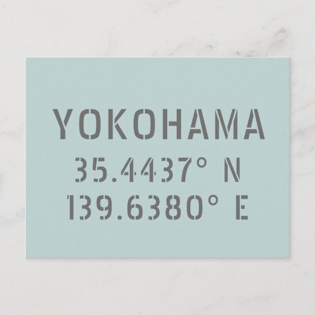 Yokohama Latitude & Longitude Postkarte (Vorderseite)