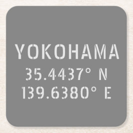 Yokohama Latitude & Longitude Rechteckiger Pappuntersetzer