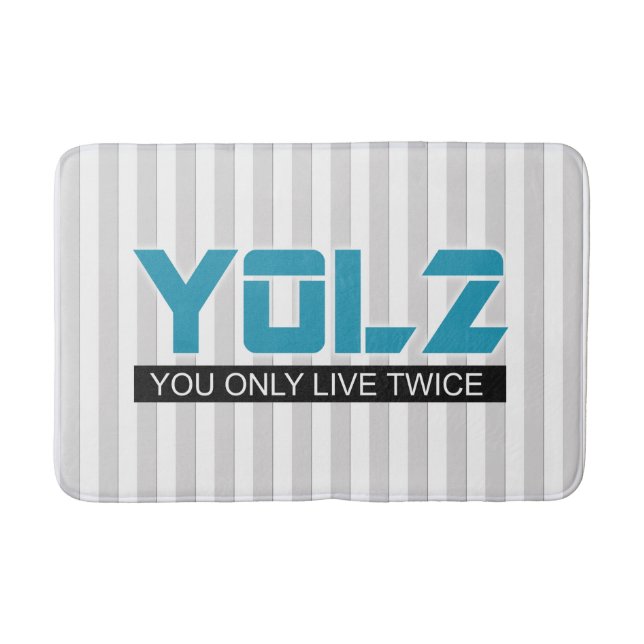 YOL2 Sie Live nur zweimal Zitat blau auf einer bel Badematte (Vorderseite)