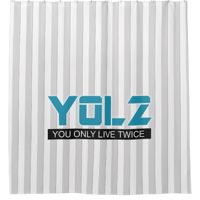 YOL2 Sie Live nur zweimal Zitat blau auf einer bel Duschvorhang (Vorderseite)
