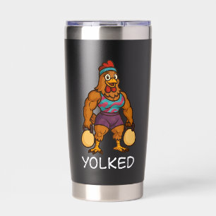 Yolked Hen – Lustige Starke Hühner-Kettlebell-Gym Thermobecher
