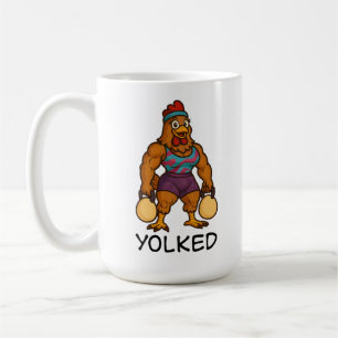 Yolked Hen – Lustige Starke Hühner-Kettlebell-Turn Kaffeetasse