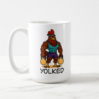 Yolked Rooster – Funny Strong Chicken Kettlebell Kaffeetasse