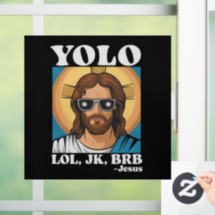 YOLO LOL JK BRB Jesus Lustiges Ostern Fensteraufkleber