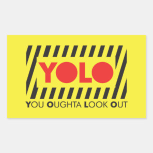 YOLO mit roter Vorsicht Rechteckiger Aufkleber