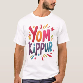 Yom Kippur 2025 T-Shirt - Farbige Typografie jüdis