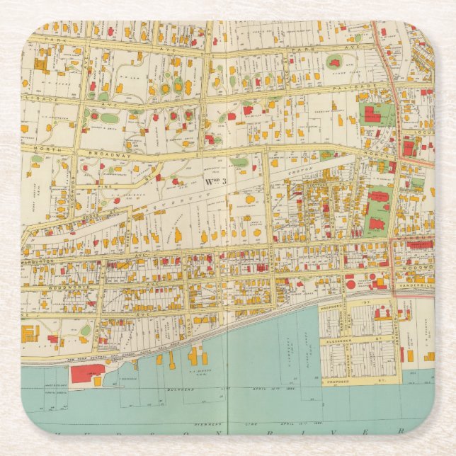 Yonkers Atlas Rechteckiger Pappuntersetzer (Vorderseite)