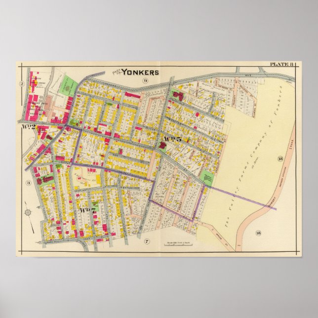 Yonkers New York Map Poster (Vorne)