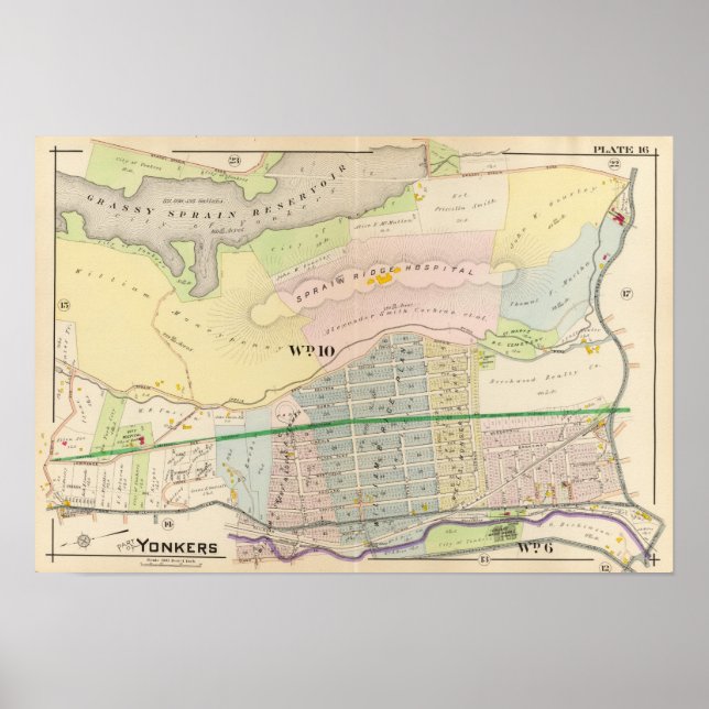Yonkers NY Atlas Map Poster (Vorne)