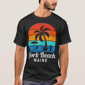 York Beach Maine Palme Vintage Sonnenuntergang Som T-Shirt