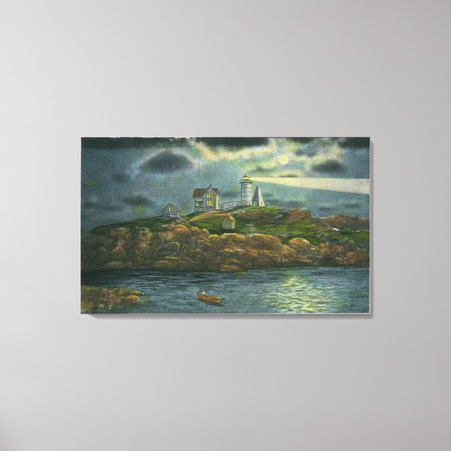 York Beach View of the Nubble Lighthouse at Leinwanddruck (Vorderseite)