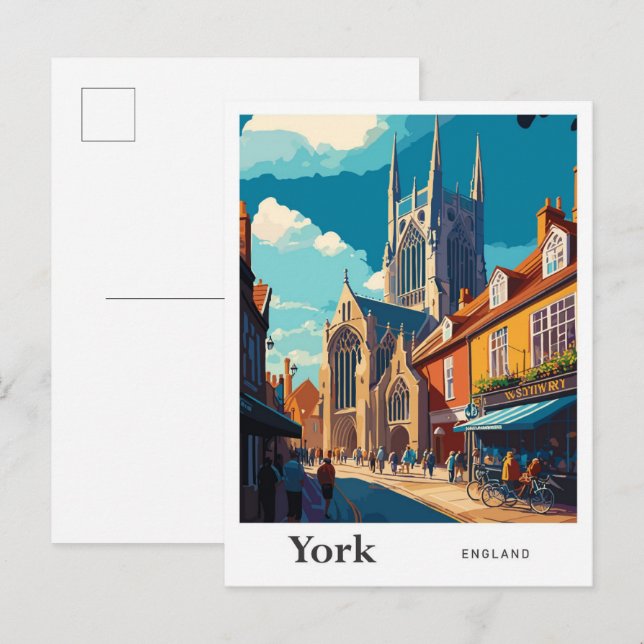 York England Travel Vintag Illustration Postkarte (Vorne/Hinten)