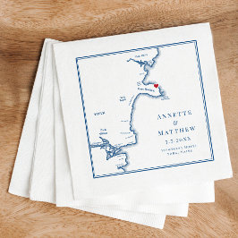 York Maine Map Elegant Wedding Serviette