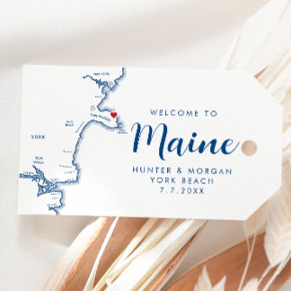 York Maine Map Minimal Moderne Marine Wedding Welc Geschenkanhänger