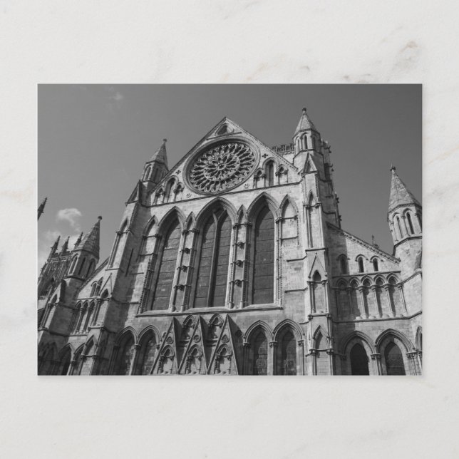York Minster Cathedral Black and White Postcard Postkarte (Vorderseite)