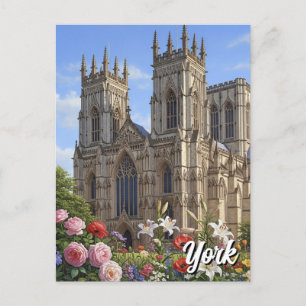 York Minster England Blume Postkarte
