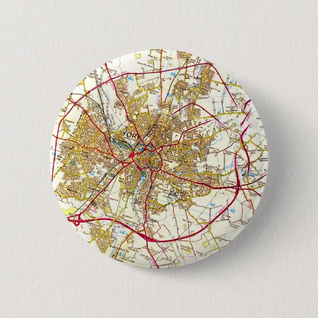 York-Stadt-altes Karten-Knopf-Abzeichen Button (Vorderseite)