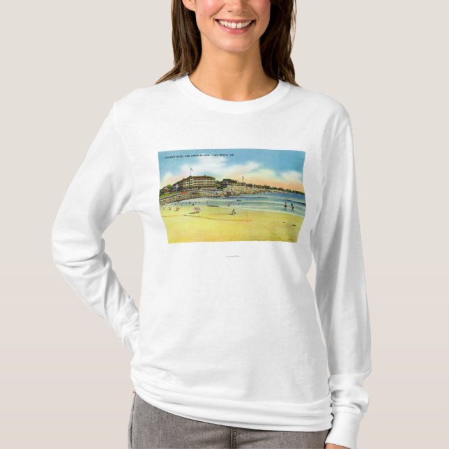York-Strand-Ansicht Hotels und der Gewerkschaft T-Shirt (Vorderseite)