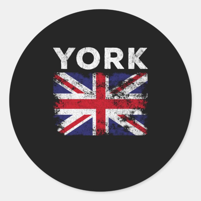 York UK Flag England Souvenir Runder Aufkleber (Vorderseite)
