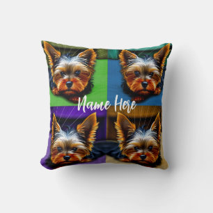 Yorkie 2 side Yorkie mit Namen Kissen
