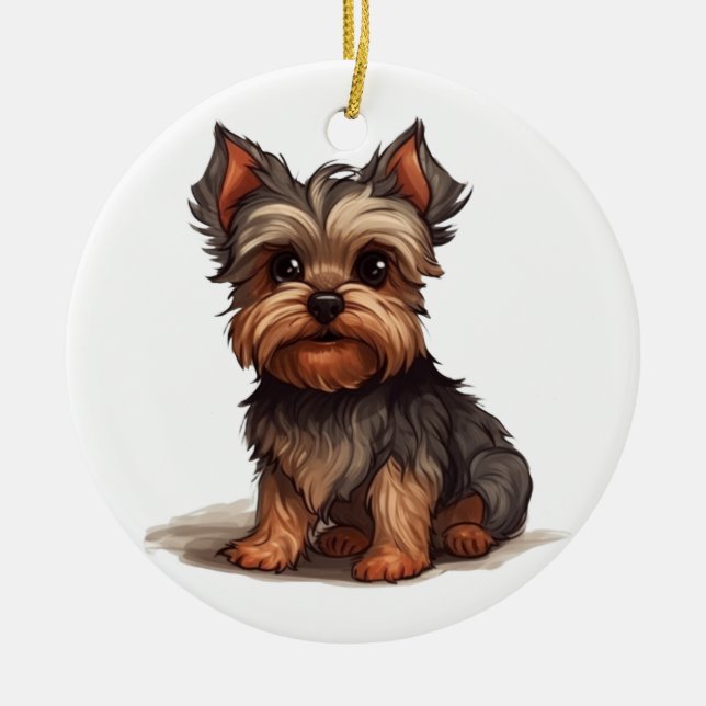 YORKIE -993- KERAMIK ORNAMENT (Vorne)