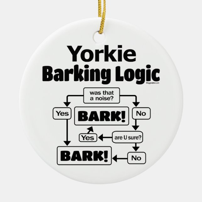 Yorkie Barking Logic Keramik Ornament (Vorne)