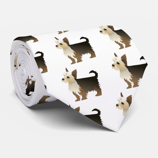 Yorkie Basic Breed Customizing mit Text und Farbe Krawatte (Gerollt)
