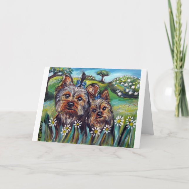 Yorkie beste Knospen Lucy und Milly Karte (Vorderseite)