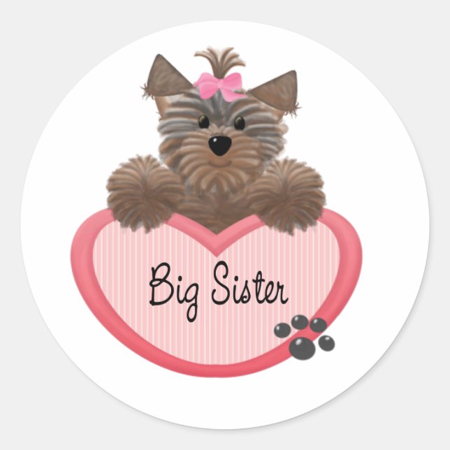 Yorkie Big Sister Runder Aufkleber (Vorderseite)