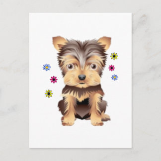 Yorkie Blumen Postkarte
