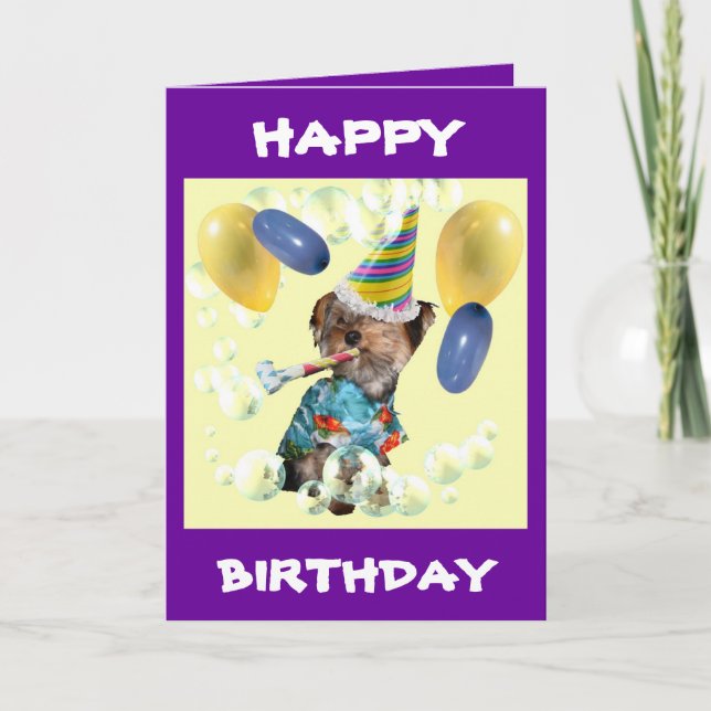 Yorkie Bonne carte d'anniversaire (Devant)
