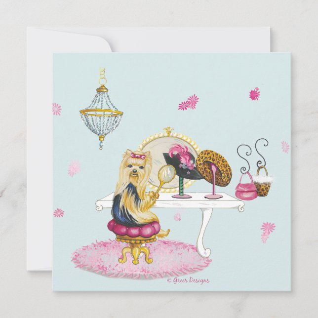 Yorkie Boudoir Einladungskarte (Vorderseite)