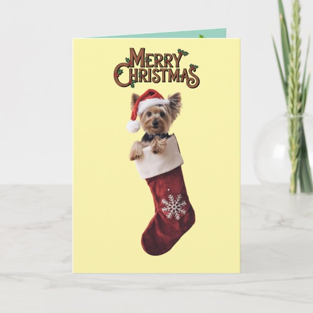 Yorkie Christmas Dankeskarte (Vorderseite)
