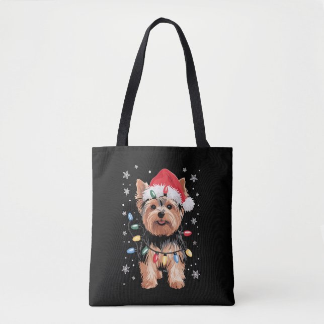 Yorkie Christmas Dog Long Xmas Geschenk Tasche (Vorderseite)