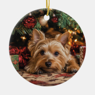 Yorkie Christmas Keramik Ornament
